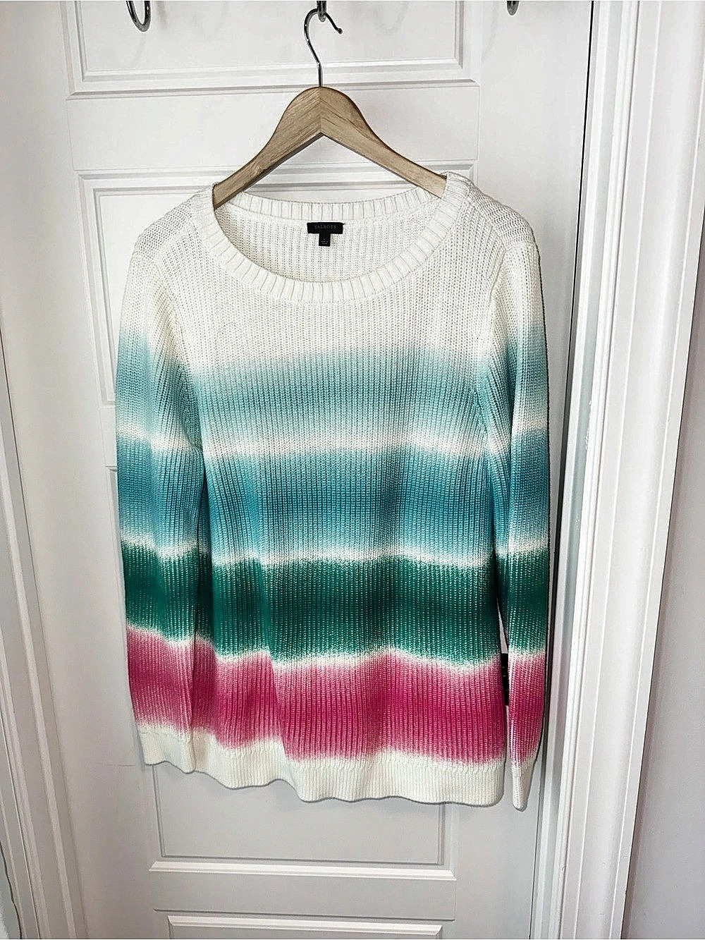 Talbots Color Block Cotton Sweater Size Large